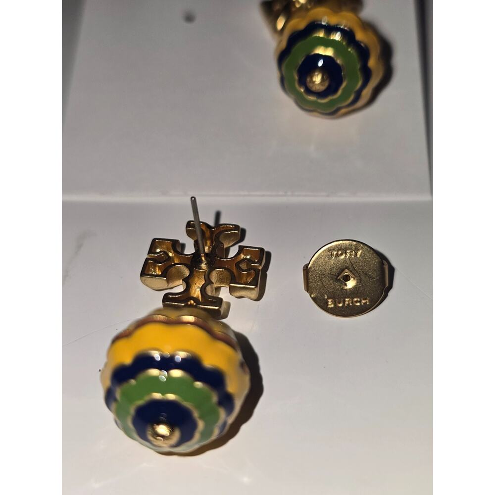 Tory Burch Roxanne Small Drop Earring Rolled Gold / Yellow Multi Color - NWOT - Picture 3 of 3